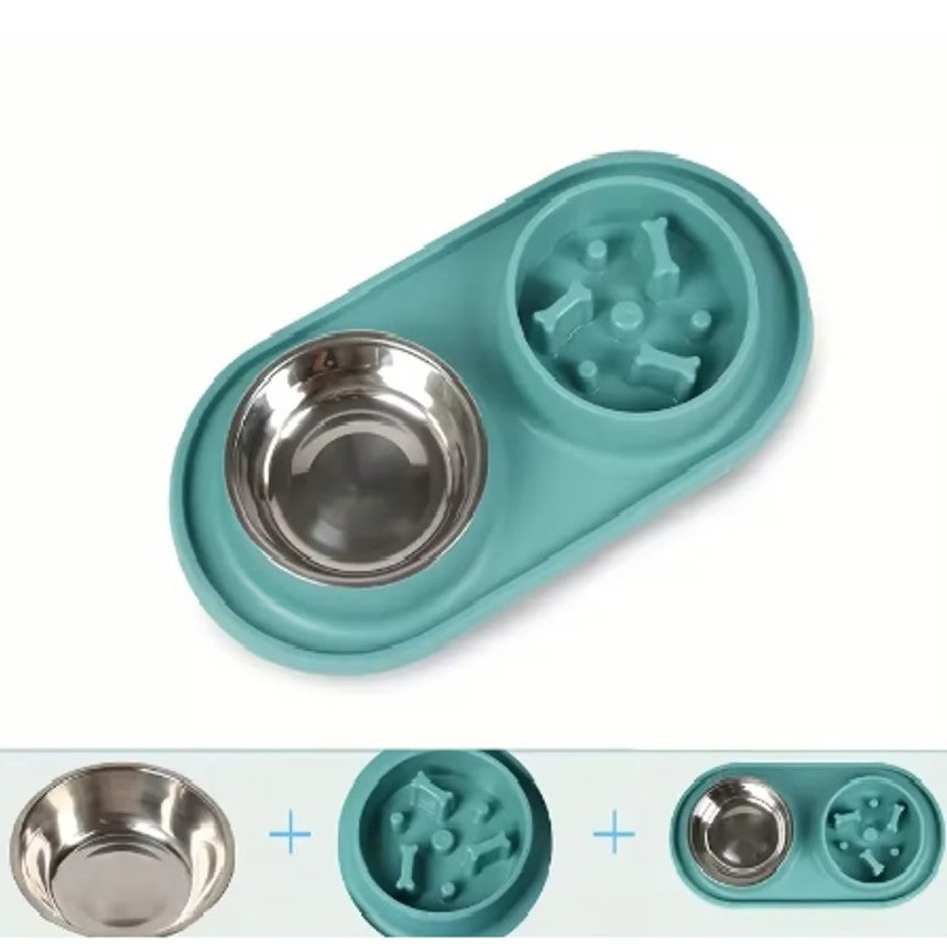 Comedero Doble Antireflujo Para Mascotas Desmontable