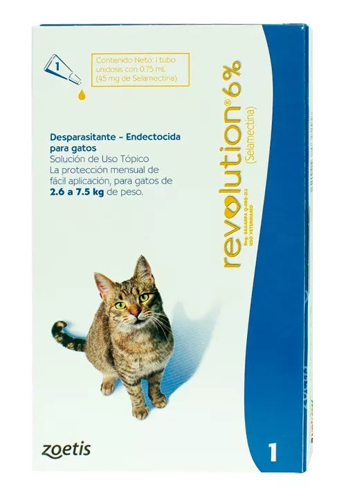 Revolution 6% Desparasitante Gatos 2,6 A 7,5 Kg | 1 X 0.75ml