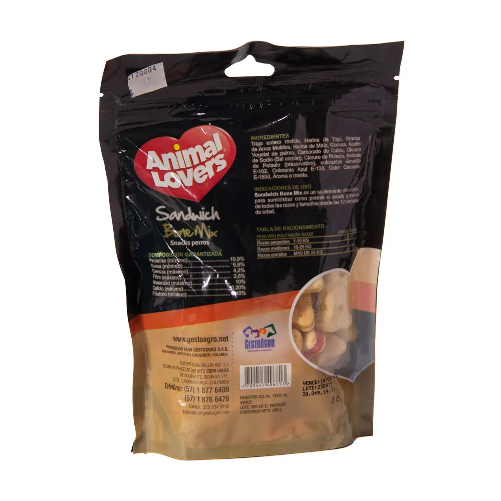 Snack Para Perro Animal Lovers Galleta Sandwich Bone - 200 Gr