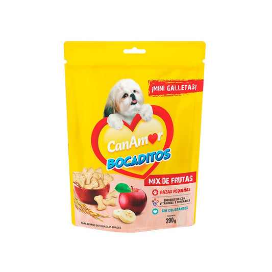 Bocaditos CanAmor Mini Galletas Mix de Frutas para perro de Raza Pequeña 200 g