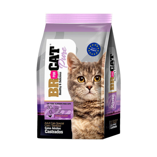 BR for Cat Pure Gatos Adultos Castrados Sabor a Pollo