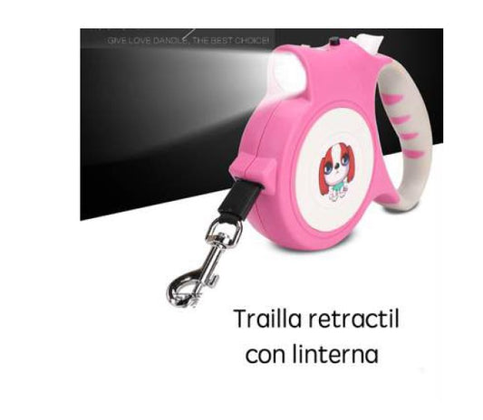 Traílla Retráctil Con Linterna